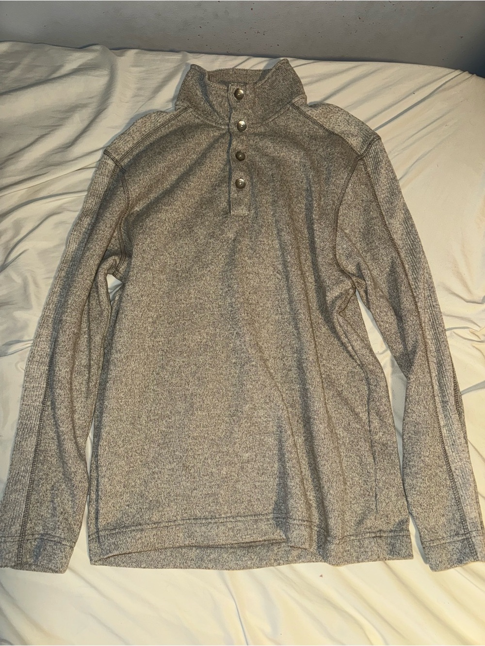 Van Heusen Men's Heather Gray Button Mock-Neck Sweater